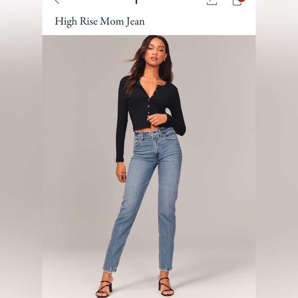 Abercrombie and Fitch high rise mom jeans, light wash with distressing - Picture 6 of 6